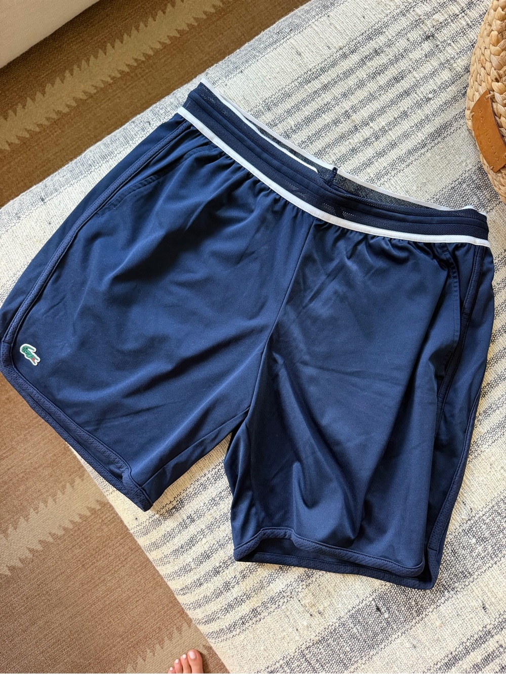 Lacoste Men's Navy Athletic Shorts with Contrast Waistband
